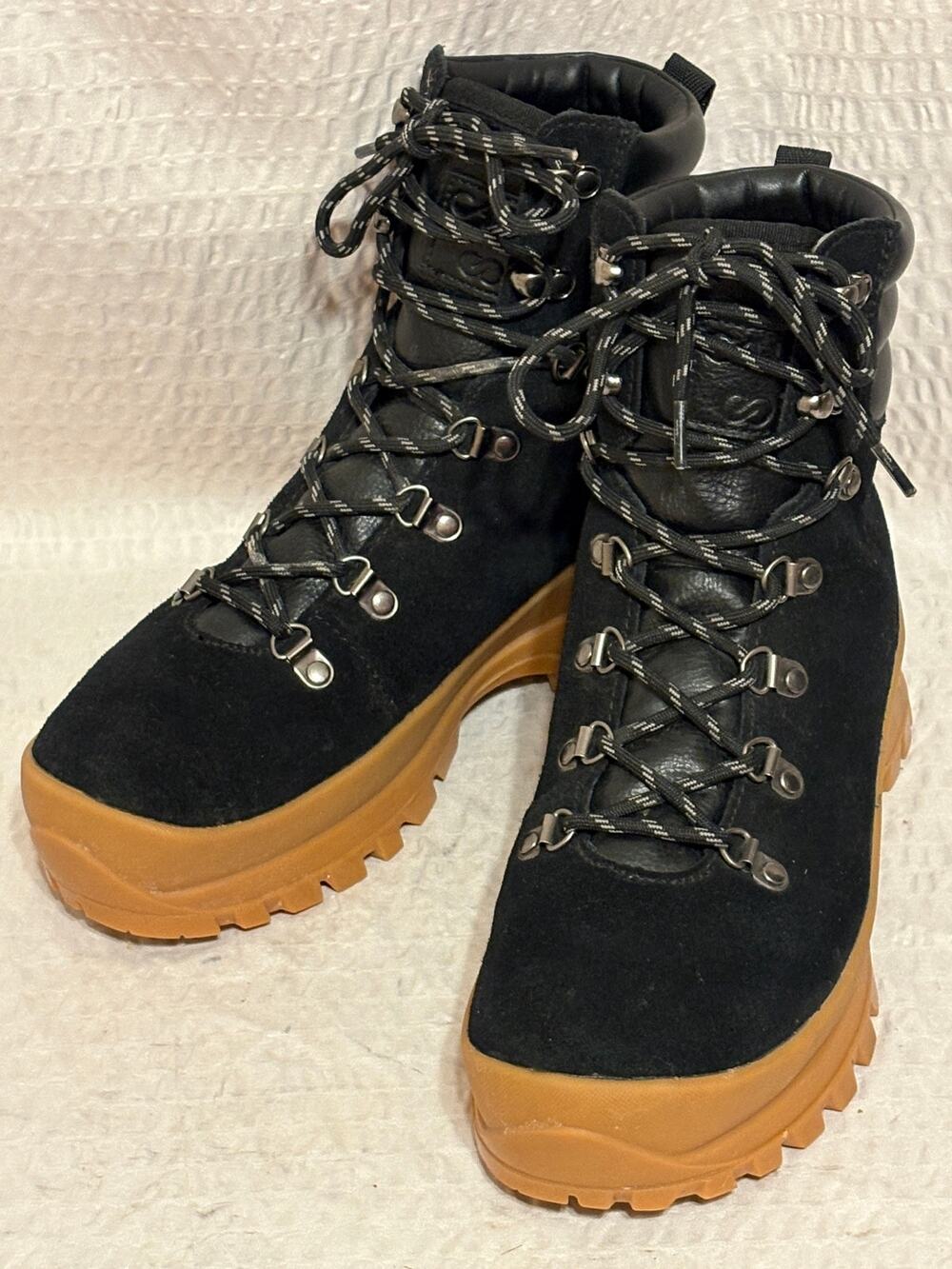 Calia Ella Lace Up Leather Hybrid Hiking/Fashion Boots Womenโs 8 Vibram Lug Sole